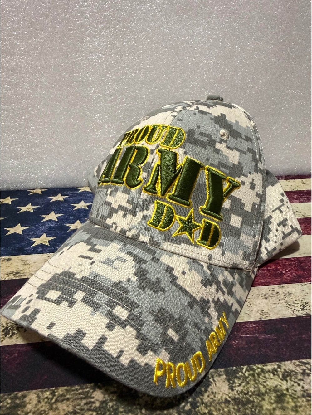 Proud Army Dad ACU Digital Camo Embroidered Snapback Hat Military